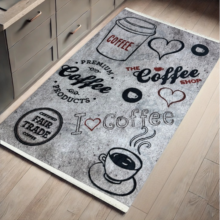 Covor Bucatarie Ritmo Gri, 80x150 cm, Modern - dreptunghi