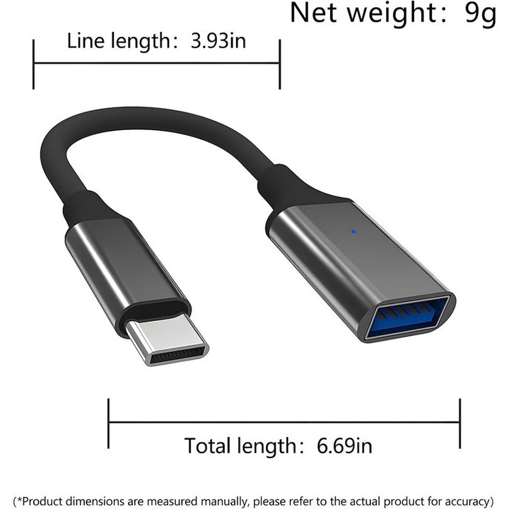Adaptor cablu date OTG, USB-C tata la USB 3.0 mama, 5 Gbps