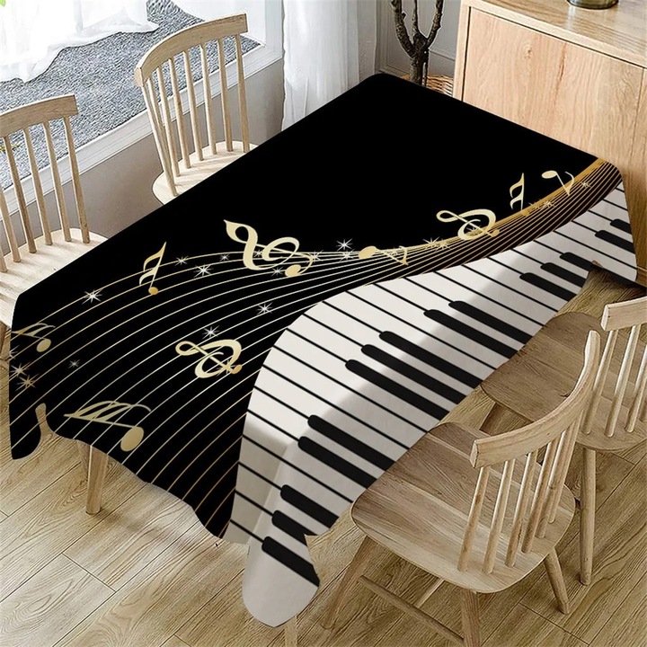 Fata de masa YANYXR, model pian, 140x80cm, negru