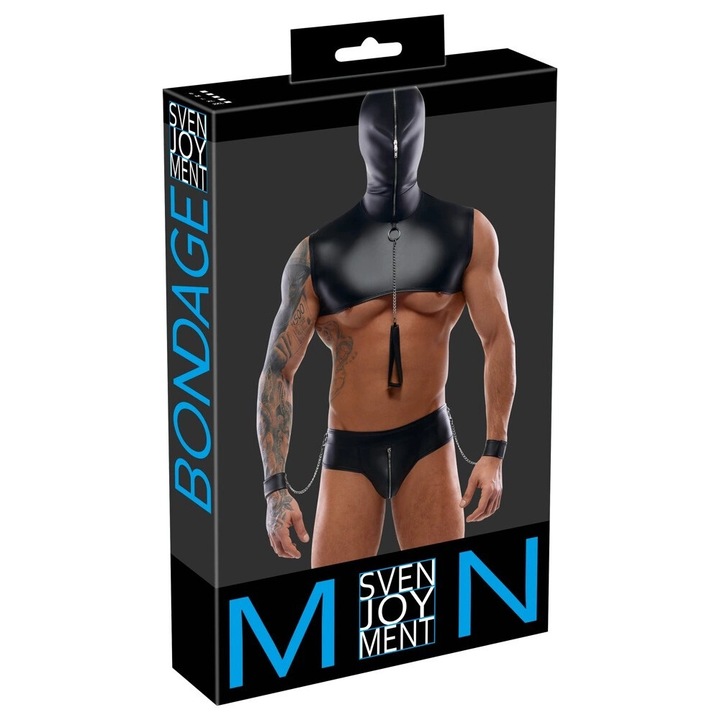 Svenjoyment Bondage - Szexi 2 részes BDSM szett matt férfiaknak, poliészter, fekete S