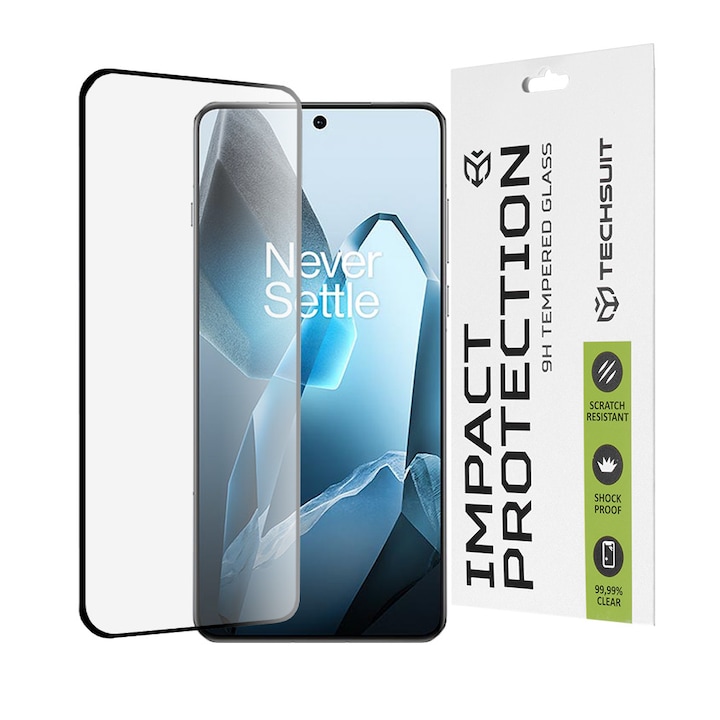OnePlus 13 képernyővédő fólia - Techsuit 111D teljes burkolat / teljes ragasztós üveg - fekete