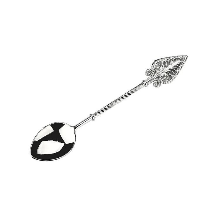 Lingurita cafea retro, aliaj, 11cm, argintiu