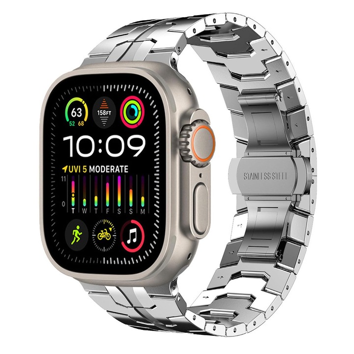 Curea ceas pentru Huawei Watch GT 2 46mm/GT 2 Pro/GT 3 Pro 46mm/Ultimate/Xiaomi Watch S1/J42, SOL, Otel, Argintiu