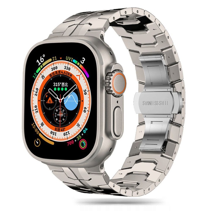Óraszíj Apple Watchhoz 1/2/3/4/5/6/7/8/9/10/SE/SE 2/Ultra/Ultra 2 42/44/45/46/49mm, F28, acél, titán