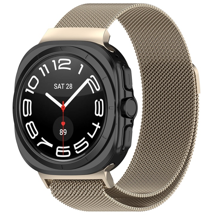 Szíj kompatibilis Samsung Galaxy Watch Ultra 47mm, C4, rozsdamentes acél, természetes titán