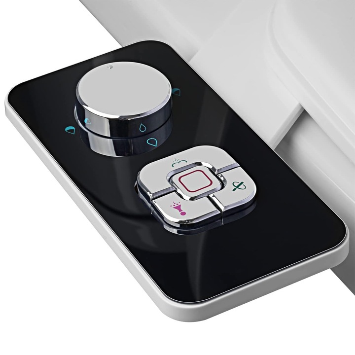 Биде, Домакинско, прибиращо се, за тоалетна, двойна дюза, самопочистващо се, хигиена и опазване на околната среда, регулируемо водно налягане, лесно за инсталиране, щора, ABS/метал, черно/бяло