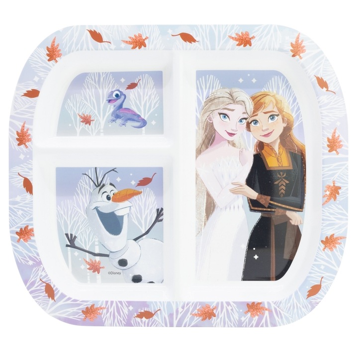 Farfurie melamina compartimentata Frozen Disney 22x19.5x1.8 cm Mov 200 ml