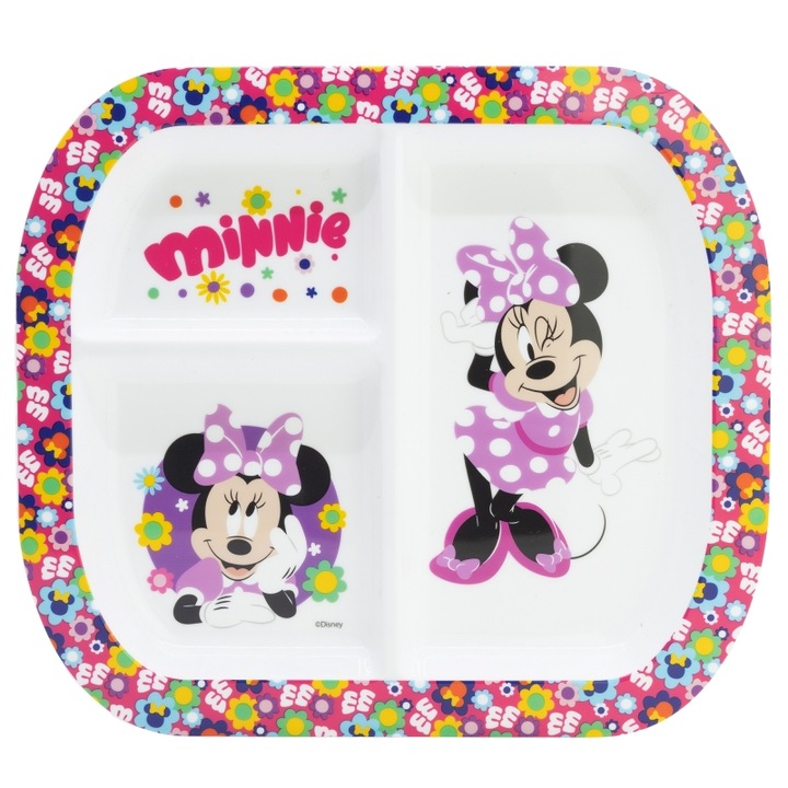 Farfurie melamina compartimentata Minnie Mouse Disney 22x19.5x1.8 cm Albastru 200 ml