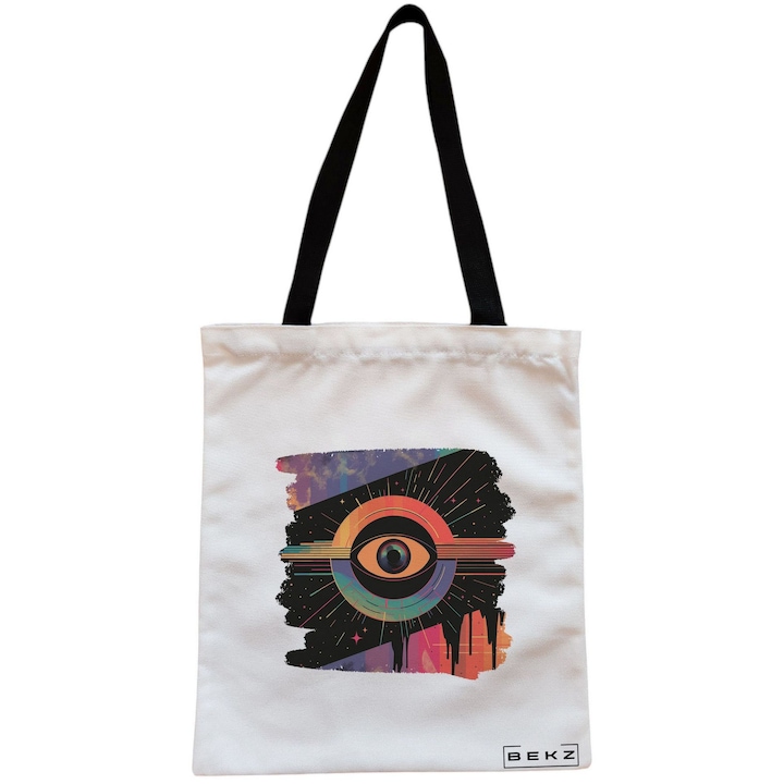 Vászon női hordtáska, Celestial Eye 15 modell, 38x34,5 cm, fehér, BEKZ