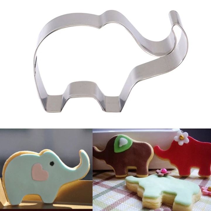 Forma prajituri, elefant, otel inoxidabil, 8.1x5.2cm, set