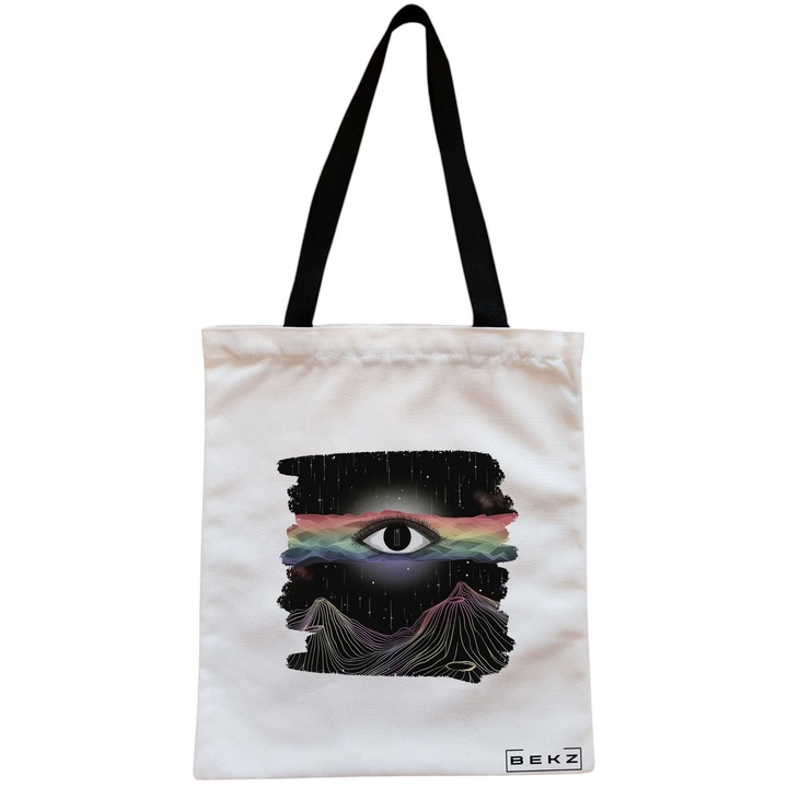 Vászon női hordtáska, Celestial Eye 9 modell, 38x34,5 cm, fehér, BEKZ