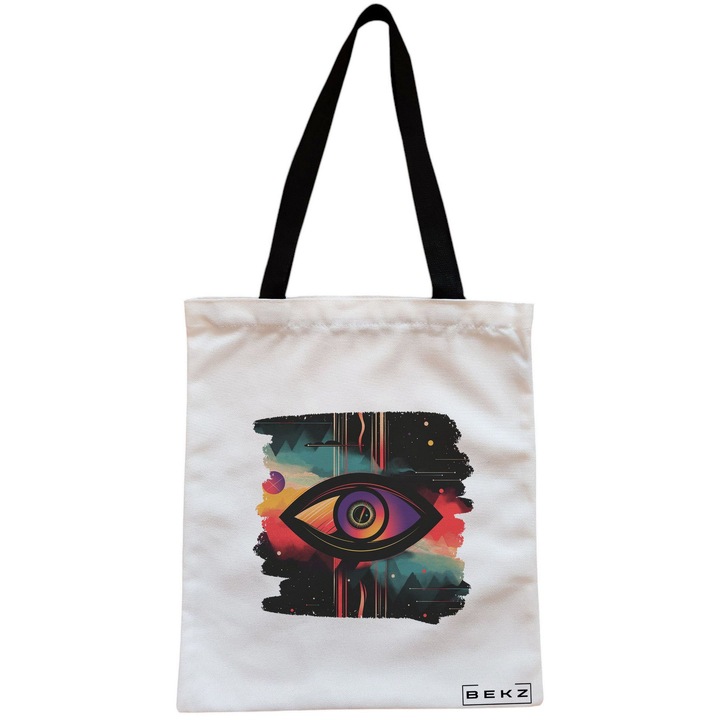 Vászon női hordtáska, Celestial Eye 13 modell, 38x34,5 cm, fehér, BEKZ