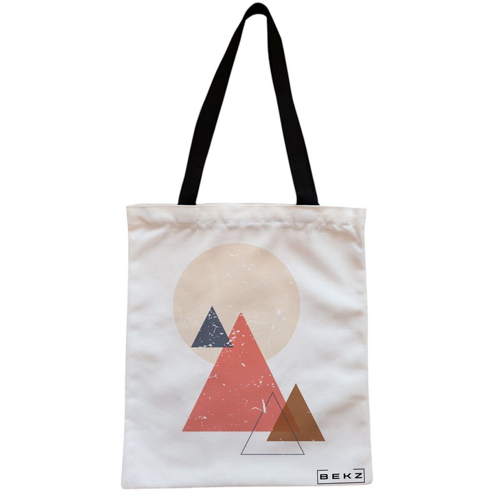 Vászon női hordtáska, háromszög modell, 38x34,5 cm, fehér, BEKZ