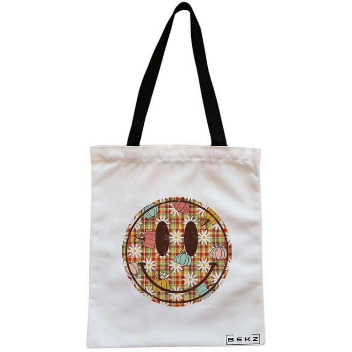 Vászon női hordtáska, Magda Smile modell, 38x34,5 cm, fehér, BEKZ