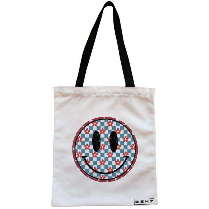 Vászon női hordtáska, mintás modell, 38x34,5 cm, fehér, BEKZ