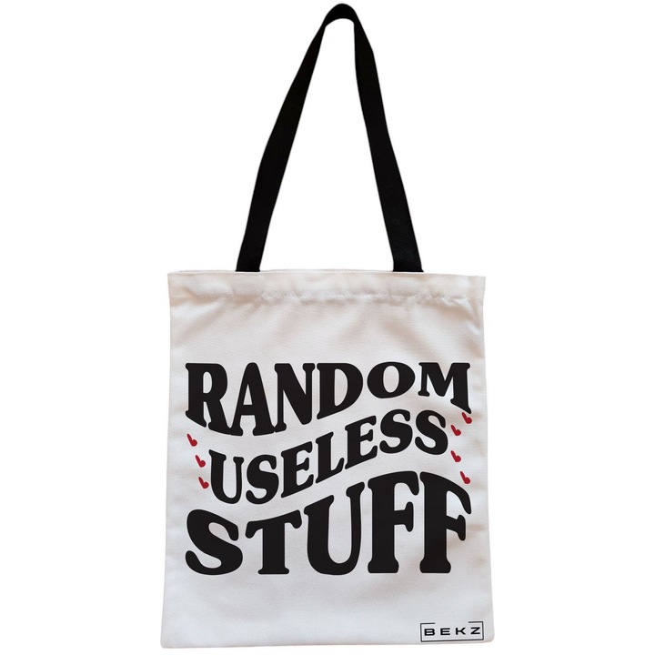 Vászon női hordtáska, véletlenszerű, használhatatlan holmi modell, 38x34,5 cm, fehér, BEKZ