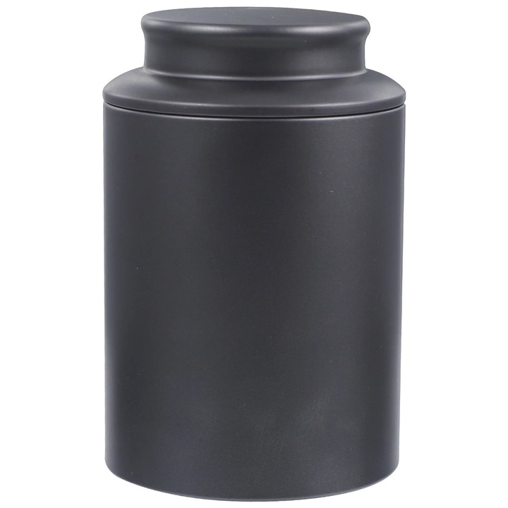Recipient pentru ceai ZYBLSSBB LSM2xh5221-BCS0168423-2, din tabla cu capac etans, negru, 14,5 x 9,5 x 9,5 cm