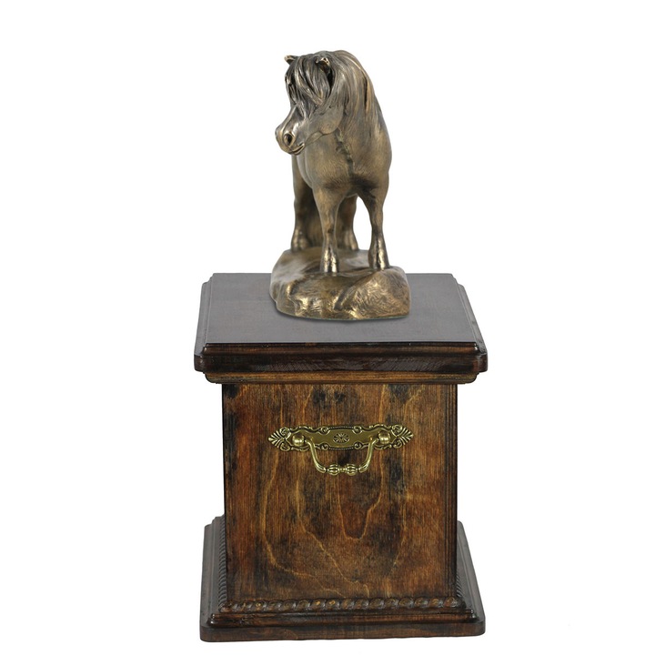 Urna pe prohii cu statueta de cal, Art-Dog, din lemn de mesteacan, 21x29x22cm, pentru animale pana la 95kg