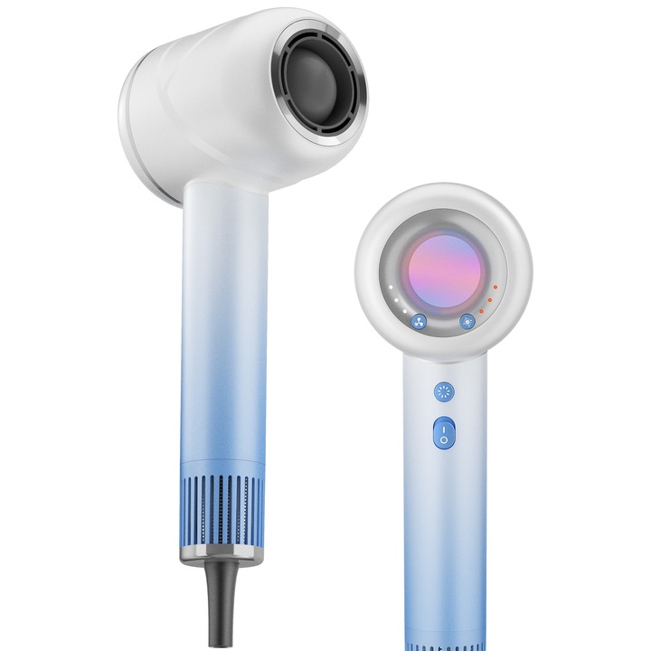 Професионален сешоар, 1800W, 4 температурни настройки, 3 скорости, бутон за студен въздух, грижа с минерални йони, иновативна технология за защита на косата, бял