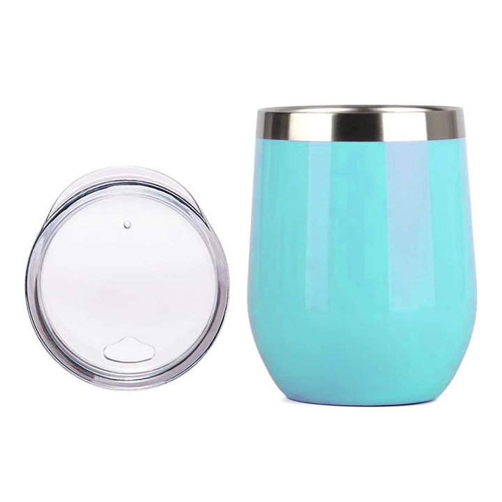 Cana termos YANYXR 12oz izolatie dubla albastru deschis 11.5x9cm