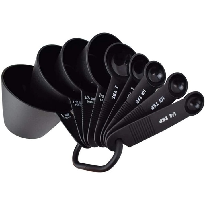 Set ustensile de masurat, 9 piese, plastic, multicolor, 300 ml