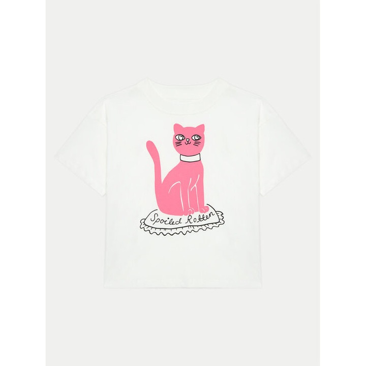 Tricou fete, Mini Rodini, 304157769, Bumbac organic, Alb, Alb