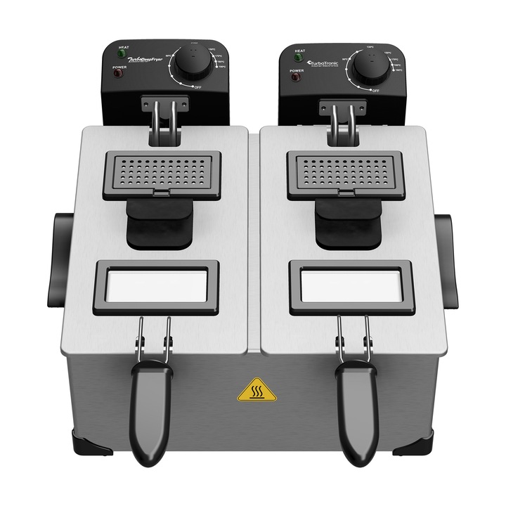 Friteuza profesionala TurboTronic TT-DF2, 3600 Wati, 6 Litri, Termostat reglabil, Inox