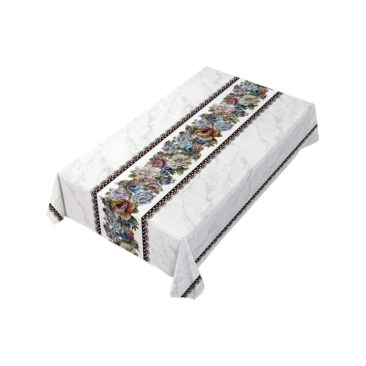 YANYXR asztalterítő, skandináv mintás, pamut és PVC, 120x120cm