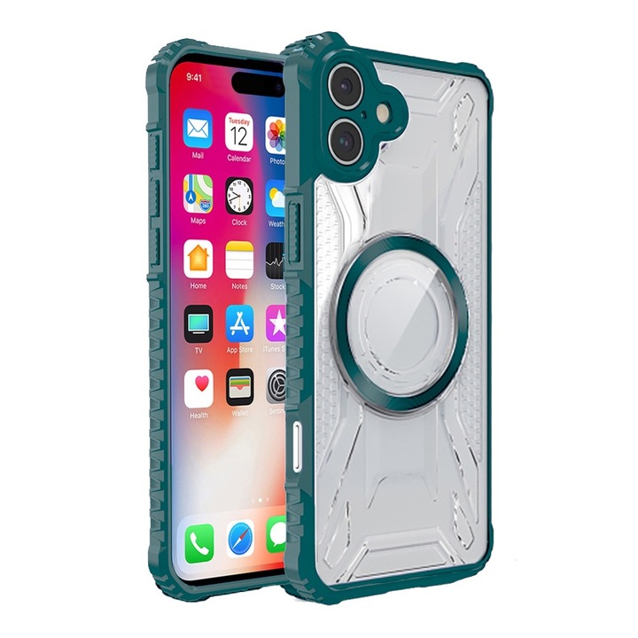 Husa pentru Samsung Galaxy A06 5G, Titan Mag, Margini Ranforsate, Incarcare de tip MagSafe, Nivel Militar de Protectie, Anti-Zgarieturi, Protectie Camera, Decupaje Precise, Montare si Demontare Usoara, Anti-Soc, Fixare Puternica, Verde