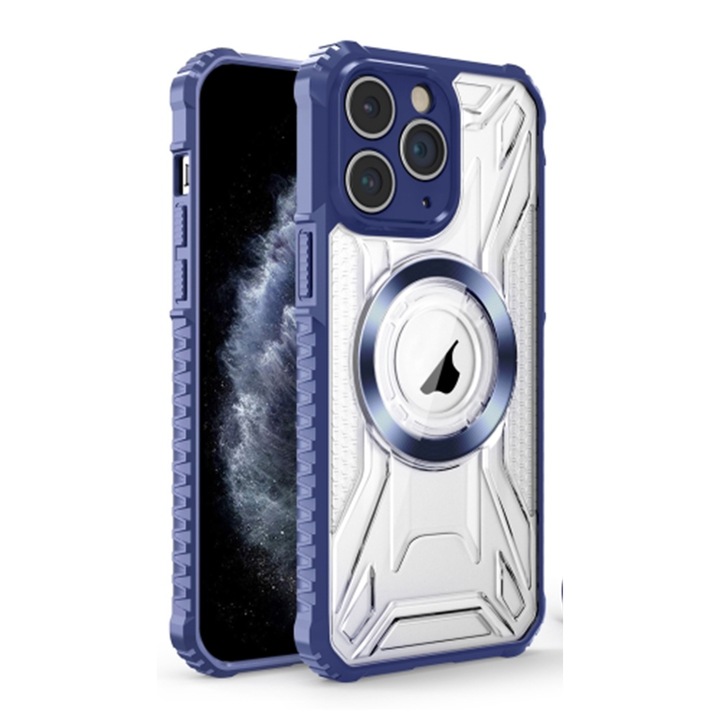 Калъф за Honor 200 Lite, Titan Mag, подсилени ръбове, MagSafe зареждане, военна защита, против надраскване, защита на камерата, прецизни изрези, лесен монтаж и демонтаж, анти-шок, силна фиксация, син