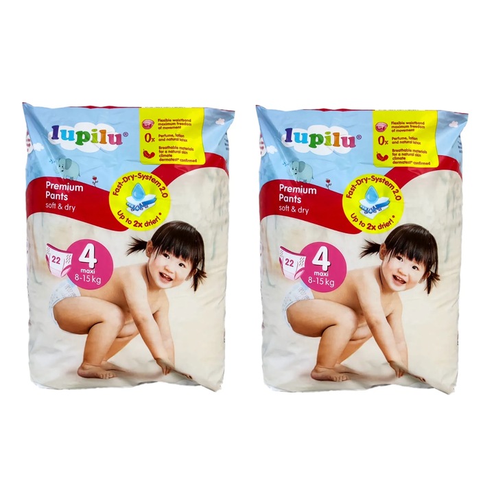 Пелени Lupilu Premium Pants Soft & Dry Pampers, 8-15 кг, размер 4, 44 части
