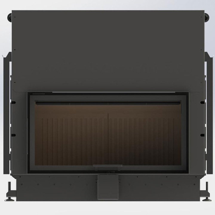 Focar A-CAMINETTI FLAT 90x50 ECO, pe lemn, putere nominala 14 kW, randament 80%, negru, iesire de fum 250 mm