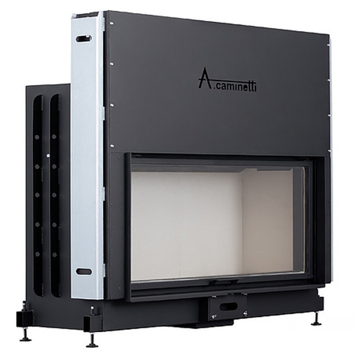 Focar A-CAMINETTI FLAT 120x50 German Edition, pe lemn, putere nominala 18 kW, randament 80%, negru, iesire de fum 250 mm