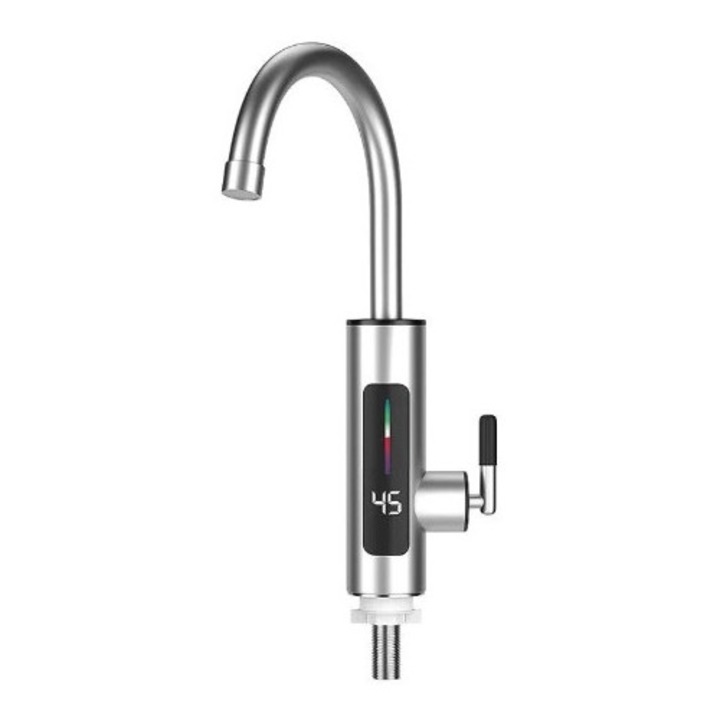 Azonnali elektromos melegítésű csaptelep, kijelzővel és 360 fokos forgatással, Rozsdamentes acél