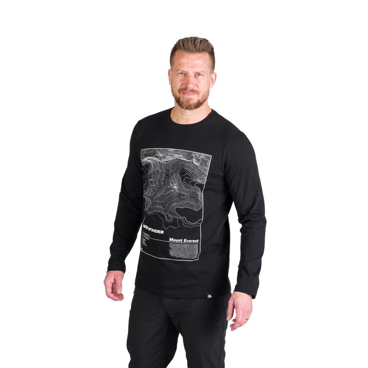 Férfi hosszú ujjú pamut póló Henderson, Fekete