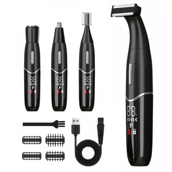 Тример за брада, бръснене и самобръсначка - тяло, нос, уши, IPX7 водоустойчив, 120 минути автономност, хипоалергенни керамични ножчета за мъже и жени, керамичен тример за лице и тяло