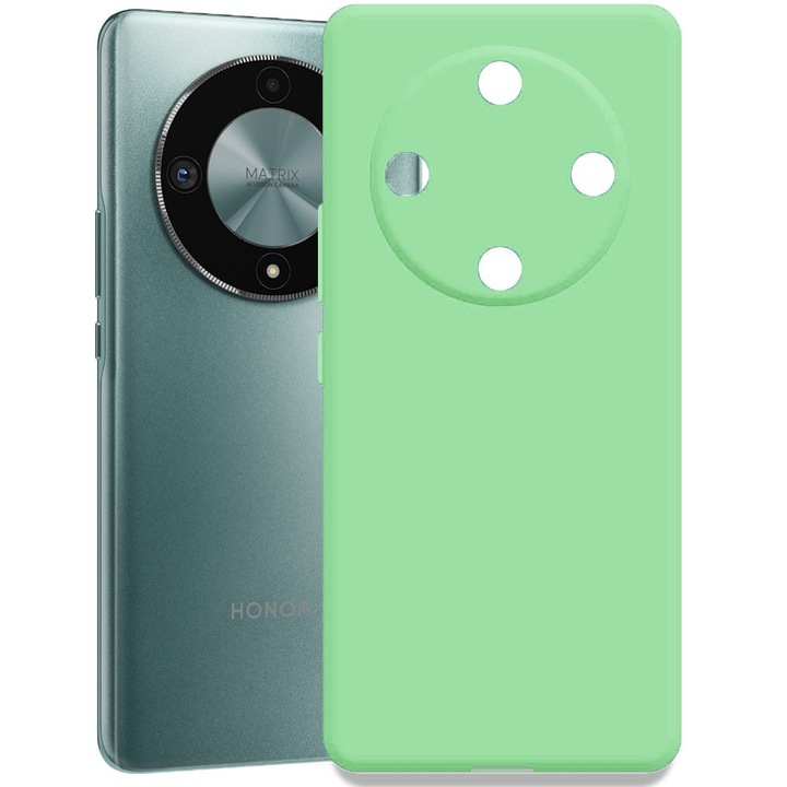 Husa pentru Honor Magic 6 Lite, Color Shield, Interior de catifea, Suprafata aderenta, Protectie antisoc, Margini ridicate, Regular Fit, Silicon, Verde deschis