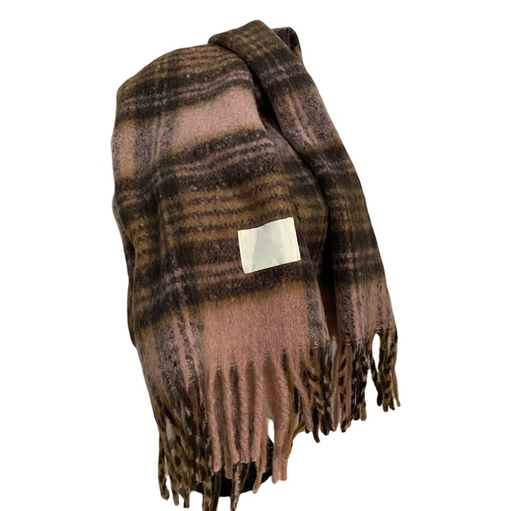 Esarfa mare cu carouri, multicolor, din poliester, moale si calduroasa, pentru femei