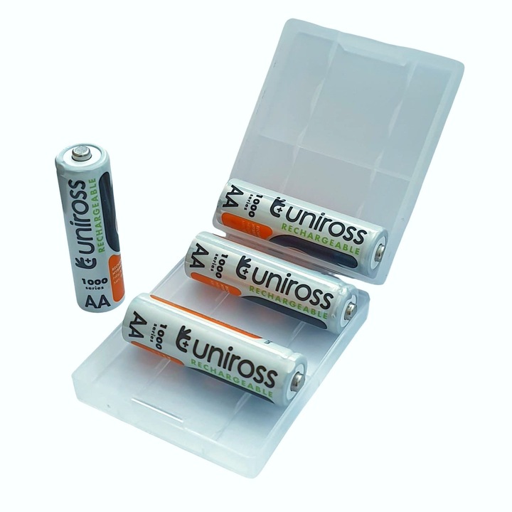 Set 4 acumulatori pentru lampi solare AA, HR6, 1000 mAh, Ni-Mh 1, 2V preincarcati, Uniross