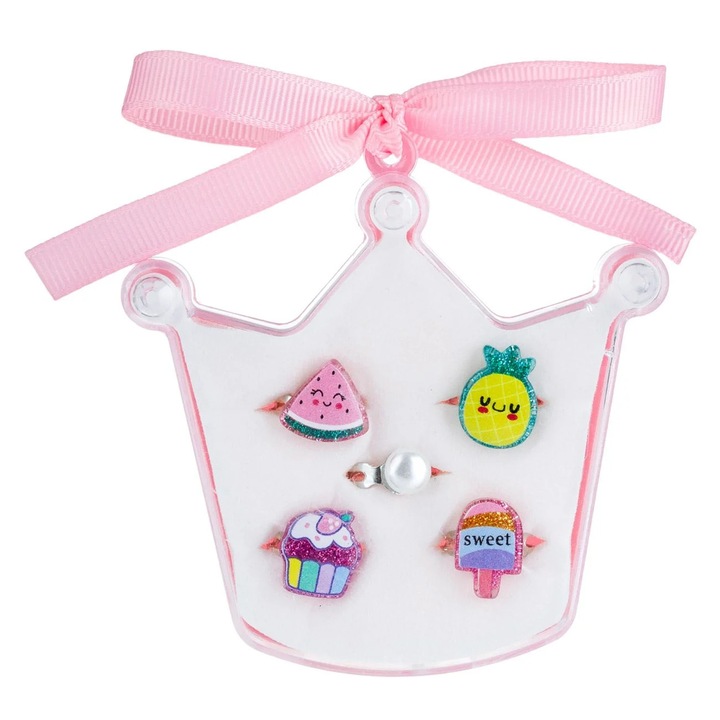 Inele de Vara Pepene Verde Ananas Perla Alba Cupcake Inghetata in Coroana pentru Copii - 5buc