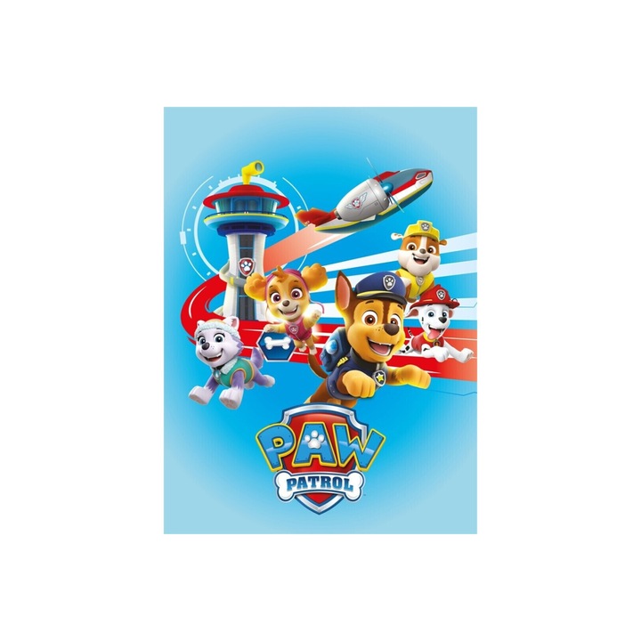 Gyapjú gyerek takaró, Paw Patrol, Nickelodeon, színes, poliészter, gyapjú, mérete 110 cm x 150 cm
