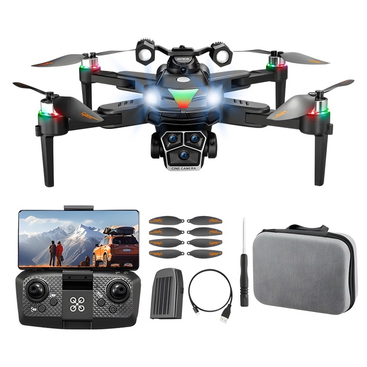 Дрон NaveX 4K Drone, за начинаещи - хоби, HexaCraft, QuadCopter C0 Type, Ultra HD камера, сензори за избягване на препятствия, ротация на 360, план на полета, мощна батерия, устойчивост на вятър, лесен за управление