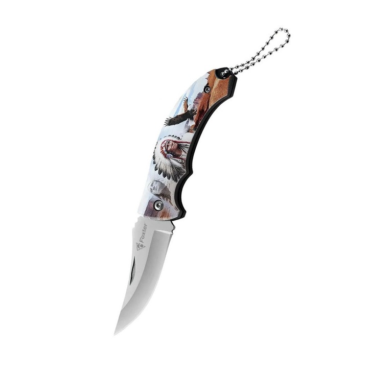 Cutit pliabil tip briceag Foxter, 16 cm, model B, otel inoxidabil, maro