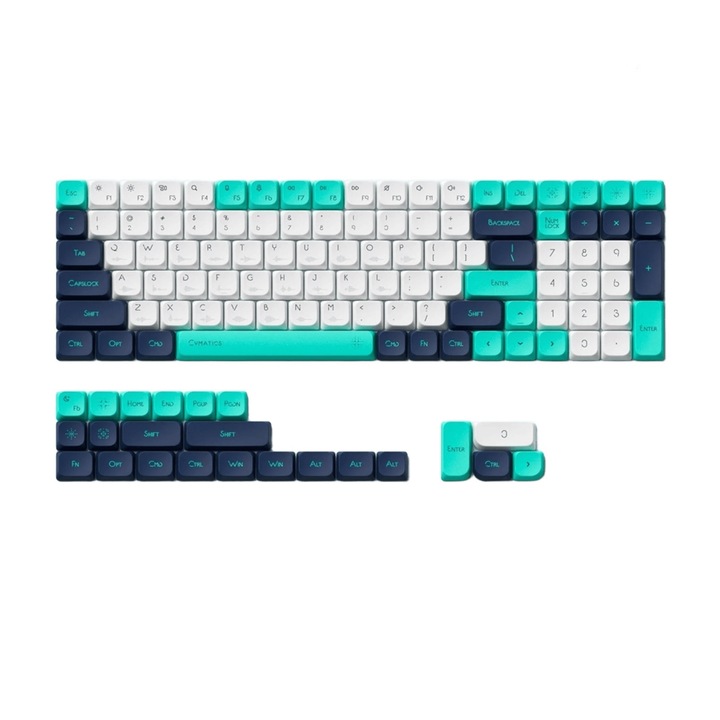 NuPhy Cymatics nSA Profile Dye-sub PBT Keycaps комплект ключове за игри, US оформление, съвместим с механични клавиатури, светъл нюанс