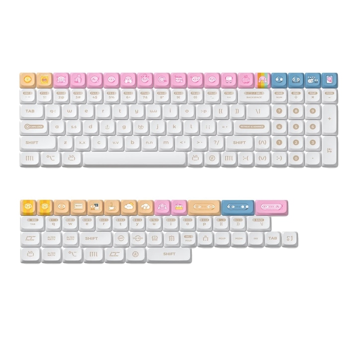 NuPhy Numoji nSA Profile Dye-sub PBT Keycaps Комплект ключове за игри, US оформление, съвместим с механични клавиатури, светъл нюанс