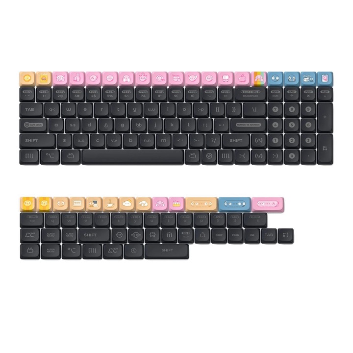 NuPhy Numoji nSA Profile Dye-sub PBT Keycaps Комплект ключове за игри, US оформление, съвместим с механични клавиатури, тъмен нюанс