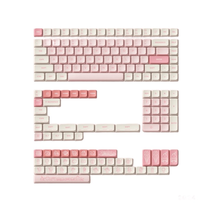 Kit taste gaming NuPhy Sweet Island nSA Profile Dye-sub PBT Keycaps, layout US, compatibil cu tastaturi mecanice