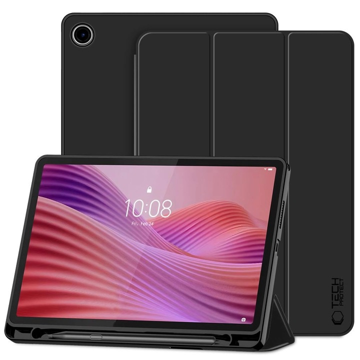 Etui Tech-Protect SmartCase Pen pentru tablete, compartiment stylus, negru, set 1x etui