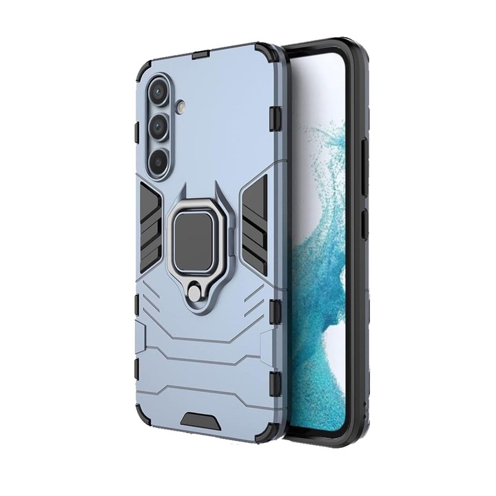 Husa G-Ring Defender compatibila cu Samsung Galaxy A56, Antishock Armor, Inel rotativ 360 grade, Magnet suport auto incorporat, TPU si PC, Albastru