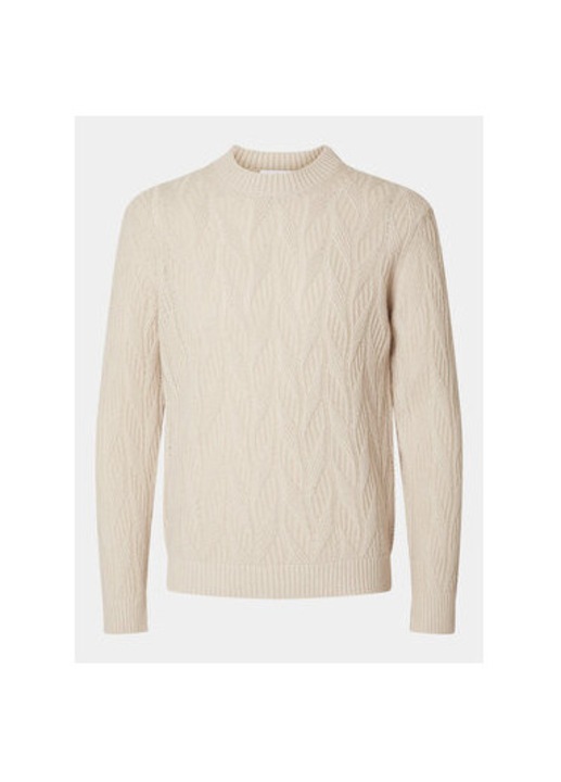 Férfi pulóver, Selected Homme, 304685026, Gyapjú/Nejlon, Bézs, Bézs